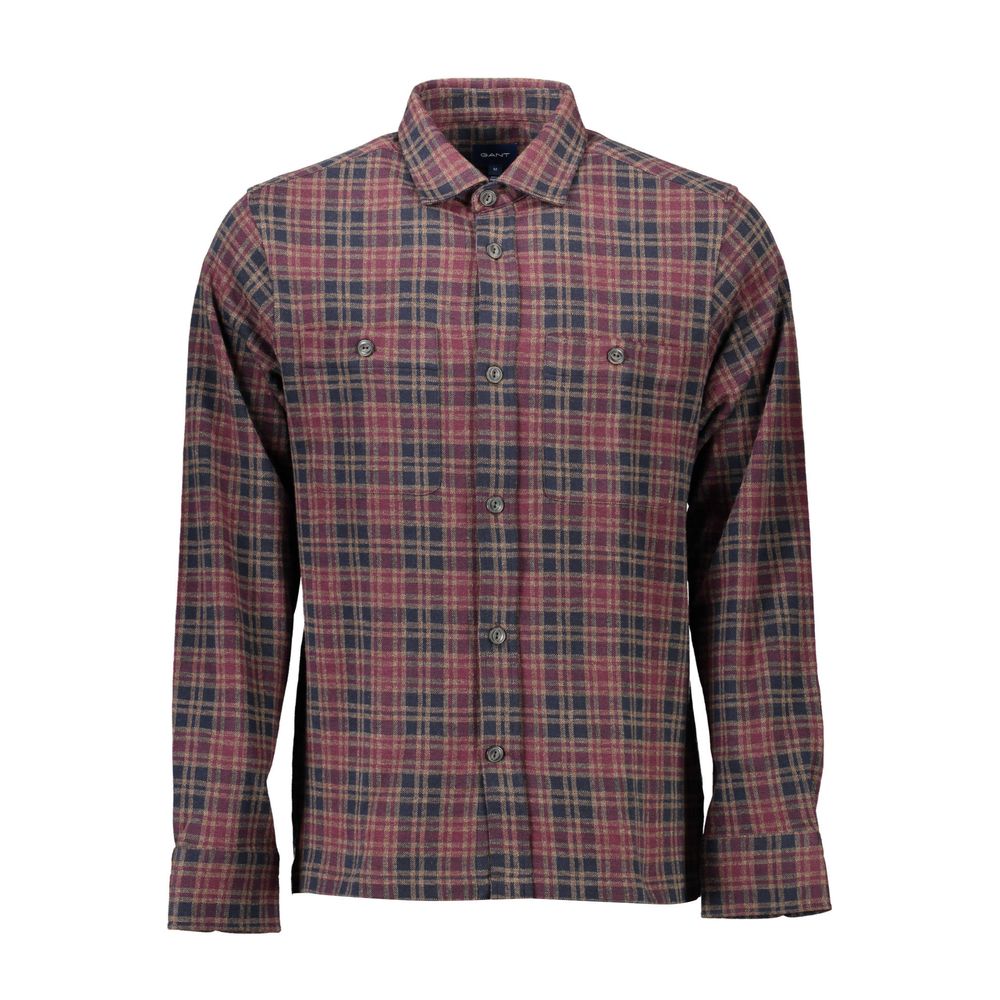 Shirt by Gant for men in cotton brown features an architectural silhouette with a refined and elegant for a architectural look.