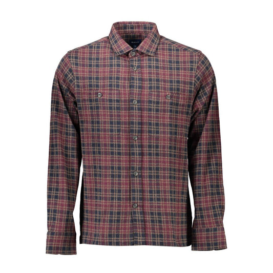 Shirt by Gant for men in cotton brown features an architectural silhouette with a refined and elegant for a architectural look.