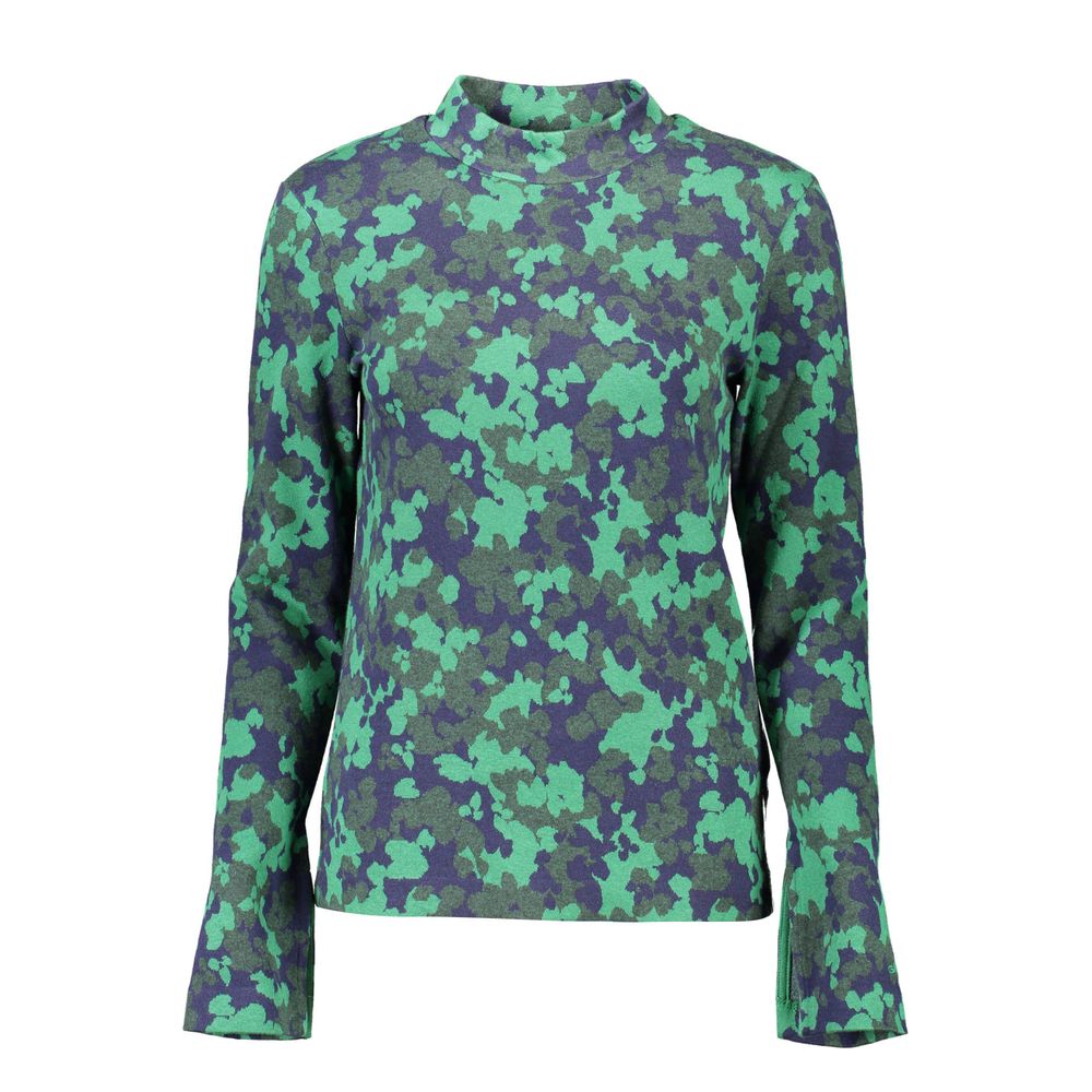 Sweater by Gant for women in cotton green features an polished silhouette, showcasing refined and a sophisticated mock neckline for a truly polished finish.