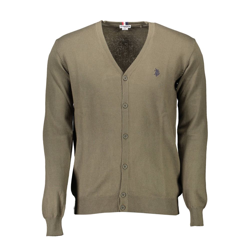 Cardigan by U.S. POLO ASSN. for men in cotton green showcases a captivating silhouette, artfully detailed with a captivating and for a truly sophisticated captivating look.
