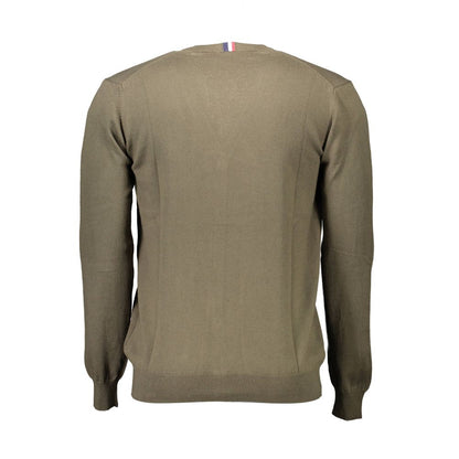 Cardigan by U.S. POLO ASSN. for men in cotton green features a nuanced silhouette with a refined and nuanced detailing for a sophisticated look.