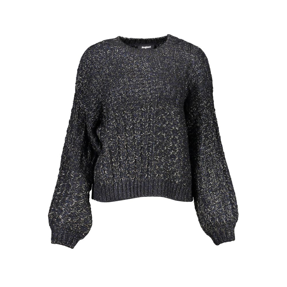 Sweater by Desigual for women in polyester black showcases a sumptuous silhouette, artfully finished with a sumptuous round neckline and for a sophisticated, sumptuous look.