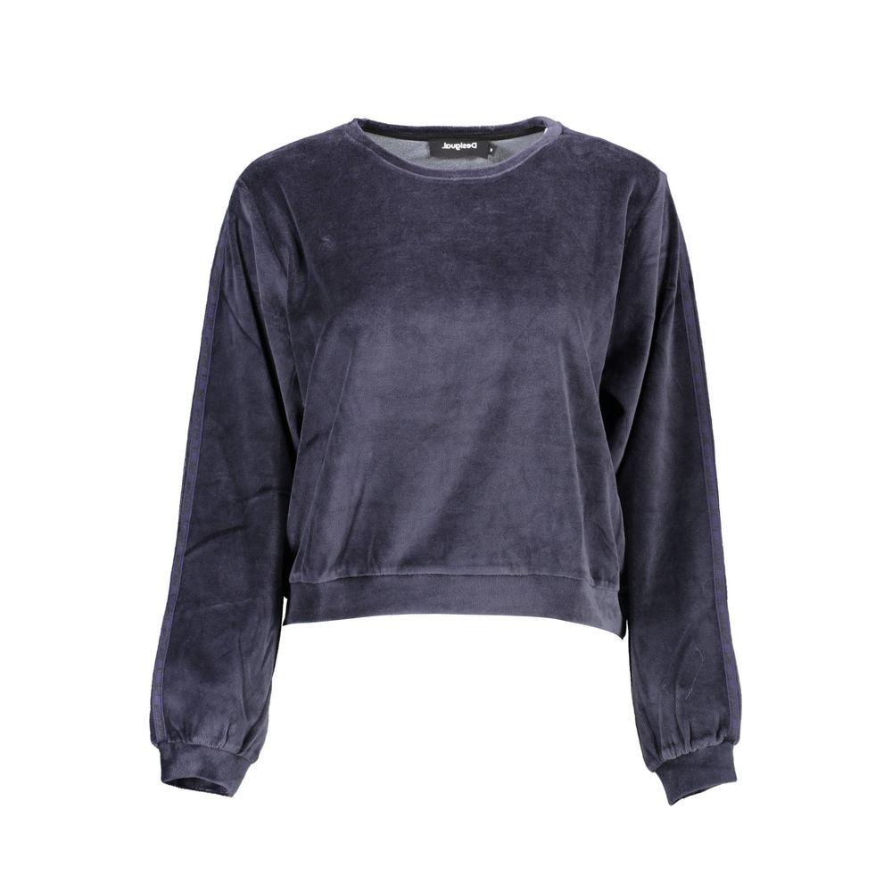 This Sweater by Desigual for women in cotton blue presents a understated silhouette, featuring a sophisticated round neckline and for a understated finish.