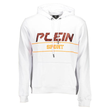 Hooded Sweatshirt Sweater by Plein Sport for men in cotton white showcases a sumptuous silhouette, artfully finished with a sumptuous hooded neckline and for a sophisticated, sumptuous look.