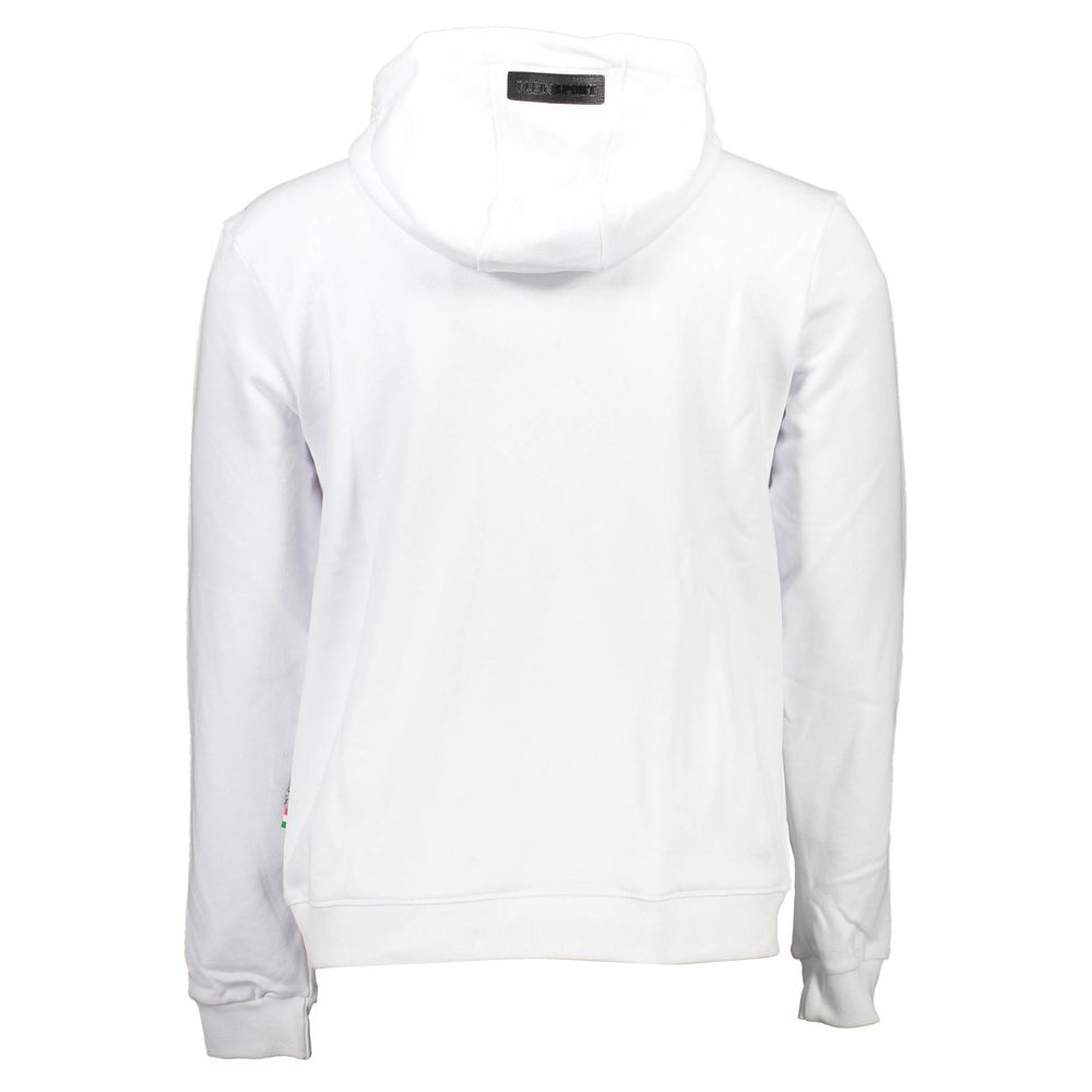Hooded Sweatshirt Sweater by Plein Sport for men in cotton white showcases an masterful silhouette, artfully detailed with a masterful and for a sophisticated, premium finish.
