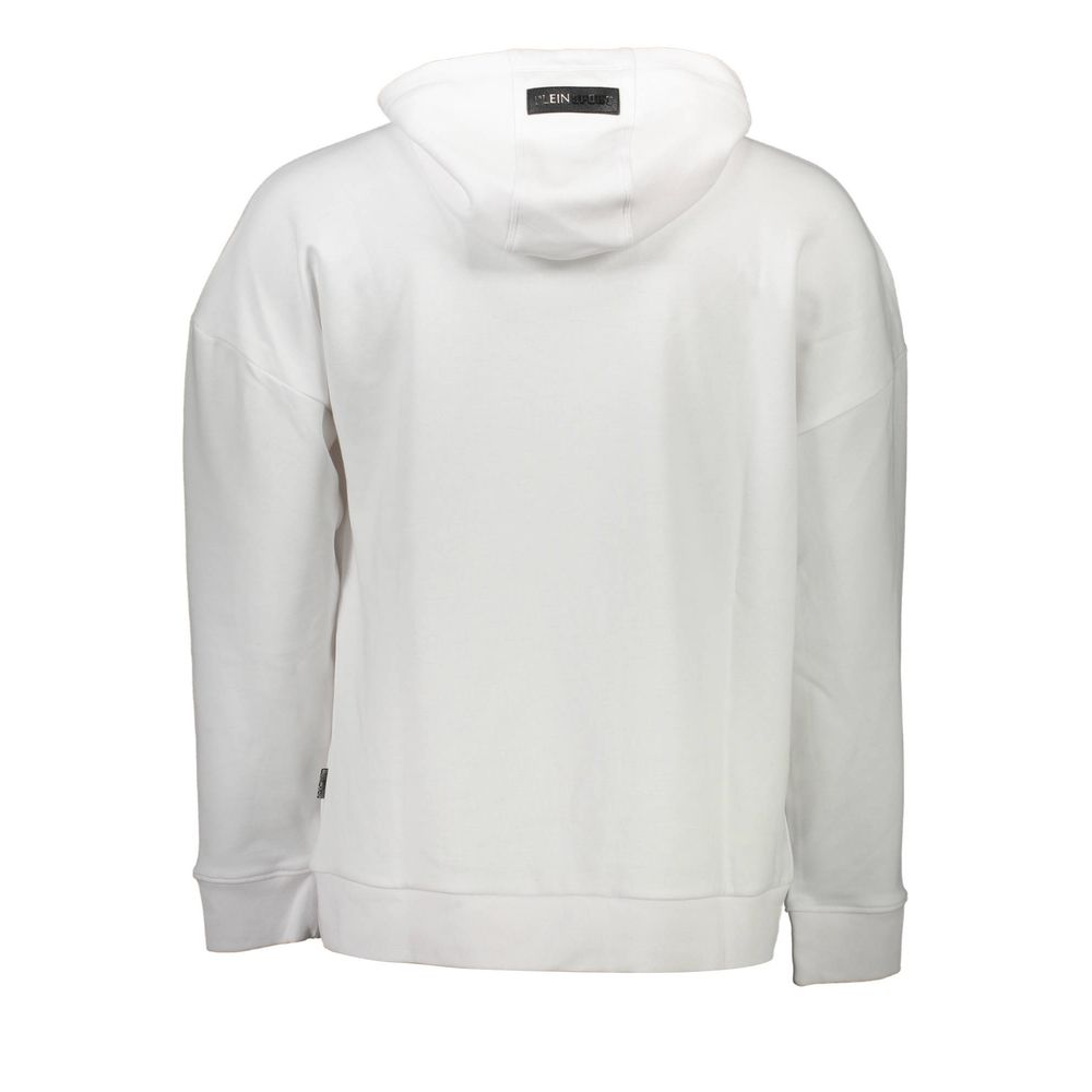 Hooded Sweatshirt Sweater by Plein Sport for men in cotton white features an polished silhouette, showcasing refined and a sophisticated hooded neckline for a truly polished finish.
