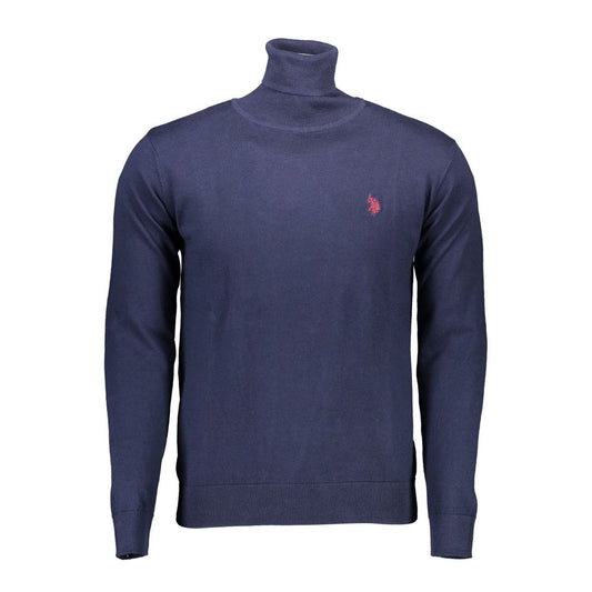Sweater by U.S. POLO ASSN. for men in cotton blue features an polished silhouette, showcasing refined long-sleeve and a sophisticated high-collar neckline for a truly polished finish.
