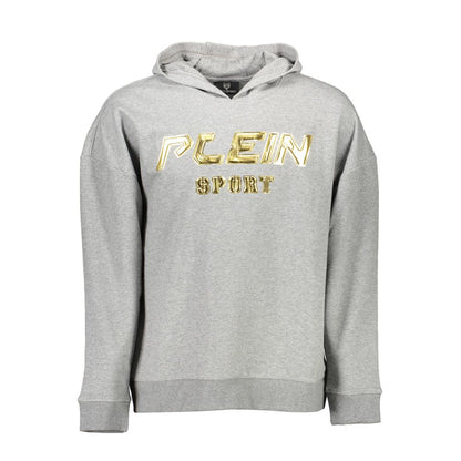 Sweatshirt Hoodie by Plein Sport for men in cotton polyester gray features a edgy silhouette, detailed with a edgy hooded neckline and long-sleeve for a refined finish.
