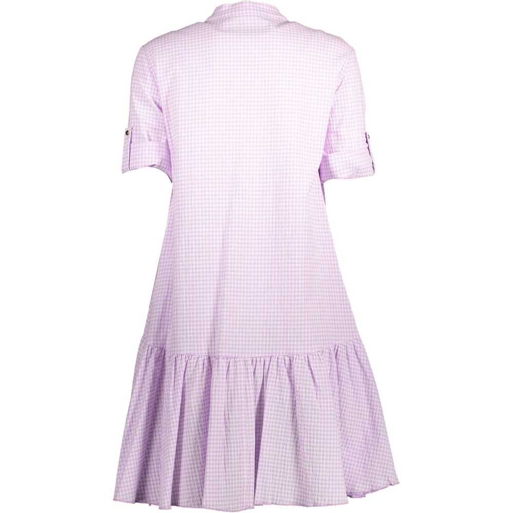 Dress by Kocca for women in cotton pink features an eye catching silhouette with a sophisticated , elegant , and a refined short for a eye catching aesthetic.