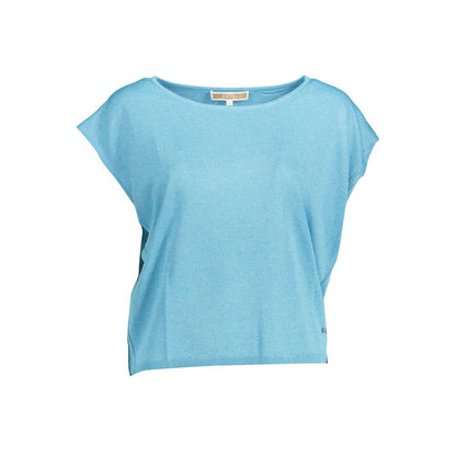 T-Shirt by Kocca for women in polyester blue features an on trend silhouette, perfectly showcasing a on trend sleeveless and boat neckline for an elevated aesthetic.