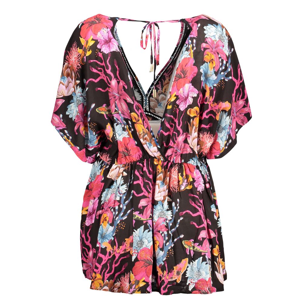 Dress by Desigual for women in black & patterned features a dramatic silhouette, showcasing an elegant and that flows into a dramatic short.