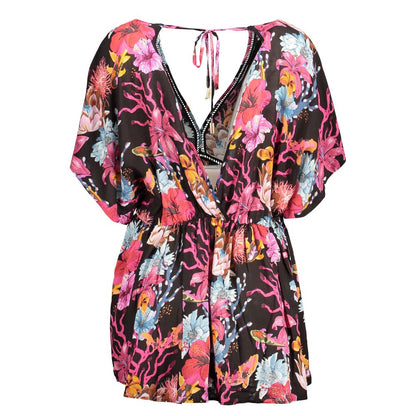 Dress by Desigual for women in black & patterned features a dramatic silhouette, showcasing an elegant and that flows into a dramatic short.