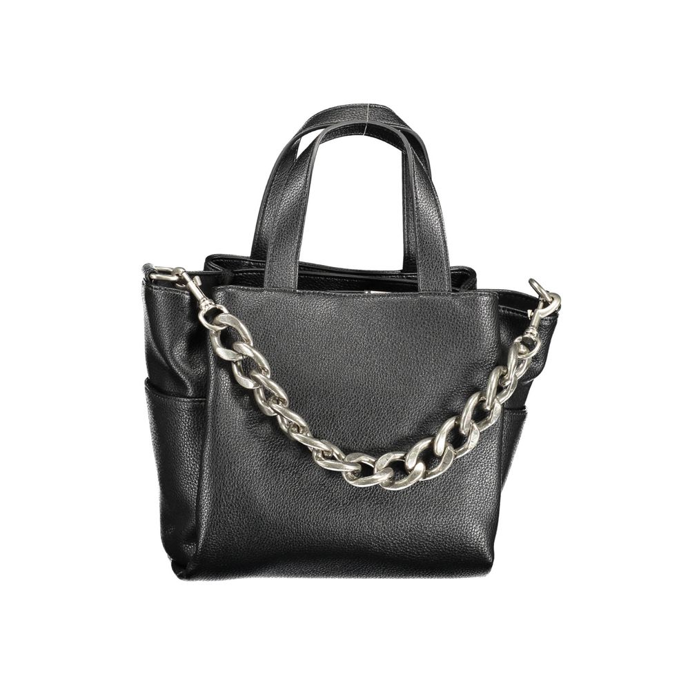 This Shopper Handbag by BYBLOS for women in faux pebbled leather and black presents a sculptural silhouette featuring a secure , ample external-pockets & internal-pockets, and versatile shoulder-strap, adjustable-strap & handle for a sculptural finish.