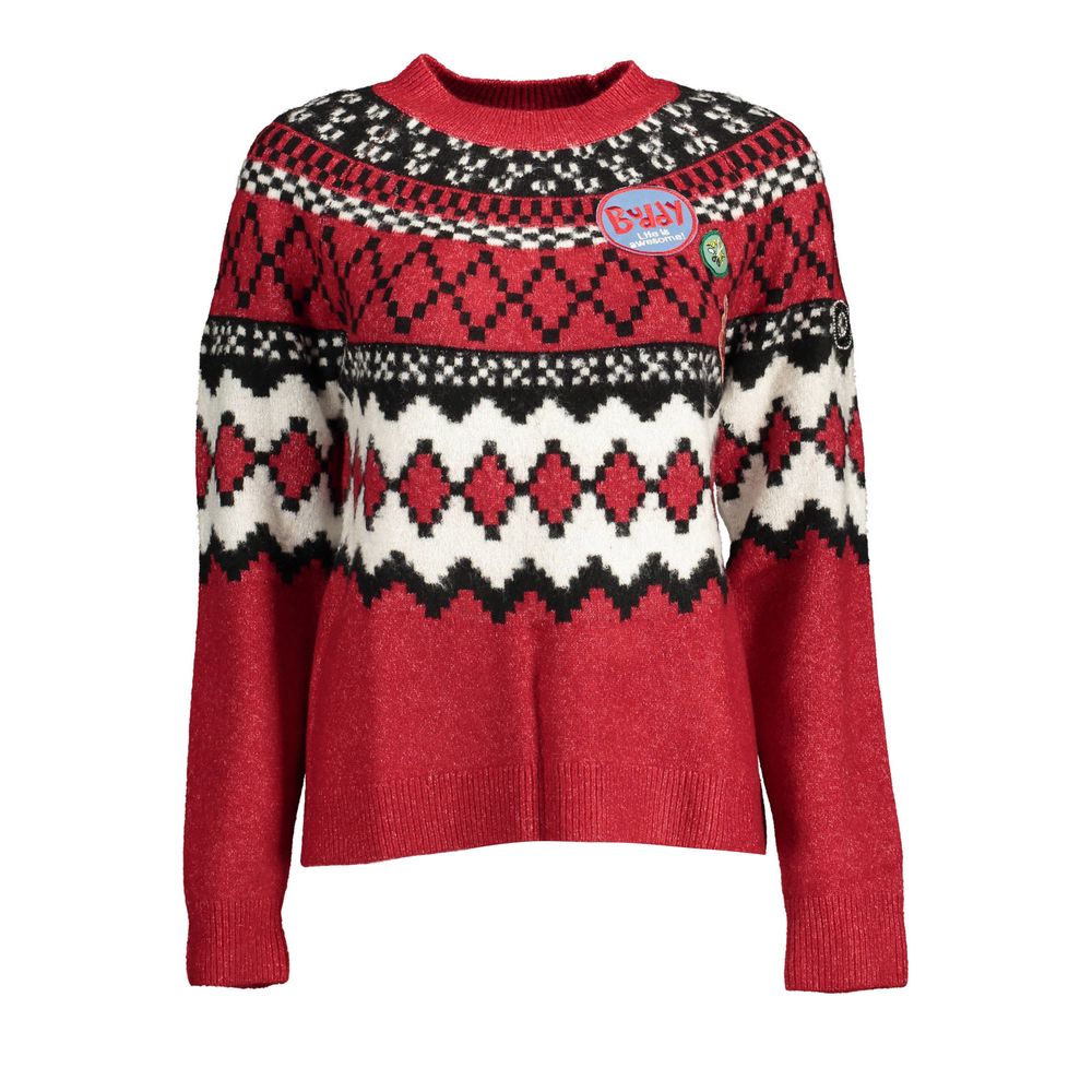 Sweater by Desigual for women in polyester red showcases an masterful silhouette, artfully detailed with a masterful high-collar neckline and for a sophisticated, premium finish.