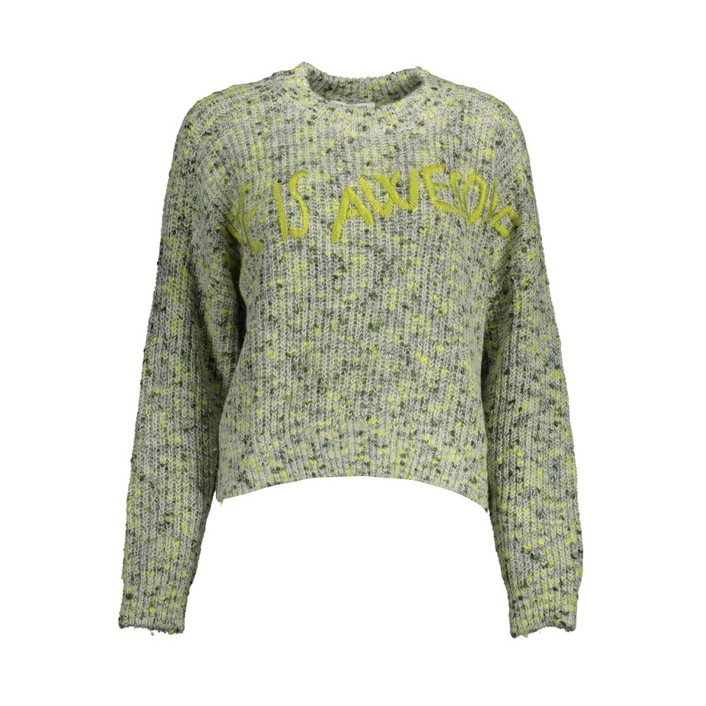 This Sweater by Desigual for women in polyester green presents a understated silhouette, featuring a sophisticated round neckline and for a understated finish.