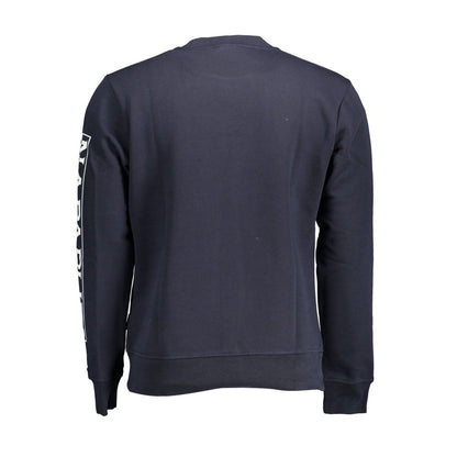 Sweatshirt Sweater by Napapijri for men in cotton blue features an tactile silhouette, showcasing a sophisticated round neckline and tactile for a refined finish.