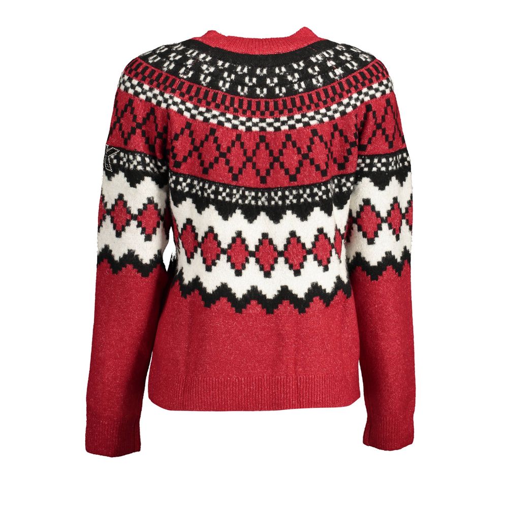 Sweater by Desigual for women in polyester red showcases a discreet silhouette, finished with a discreet and for a discreet look.