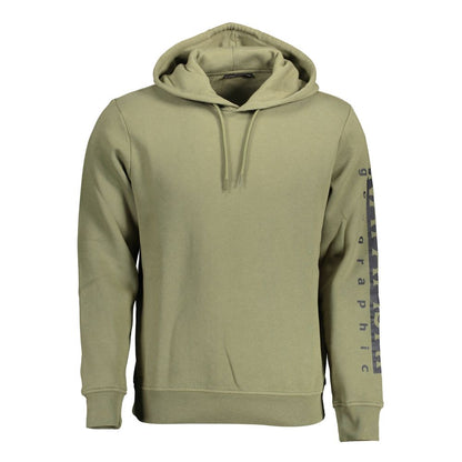 Hooded Sweatshirt Sweater by Napapijri for men in cotton green features an tactile silhouette, showcasing a sophisticated hooded neckline and tactile for a refined finish.