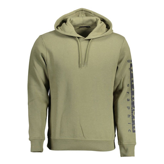 Hooded Sweatshirt Sweater by Napapijri for men in cotton green features an tactile silhouette, showcasing a sophisticated hooded neckline and tactile for a refined finish.