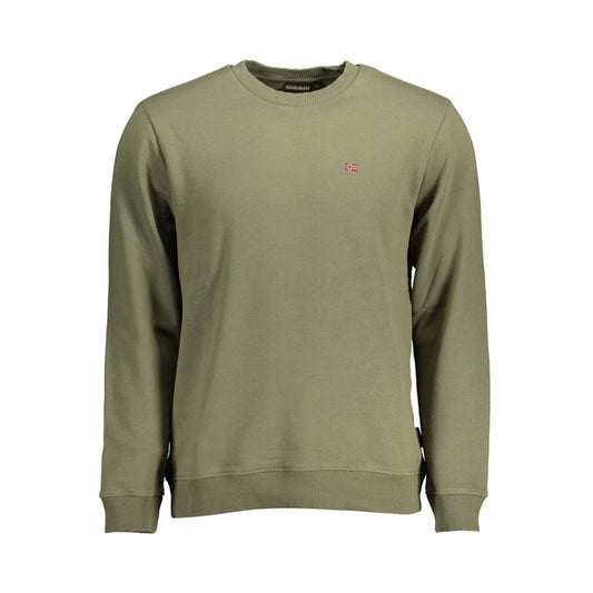 Sweatshirt Sweater by Napapijri for men in organic cotton green features an tactile silhouette, showcasing a sophisticated round neckline and tactile for a refined finish.