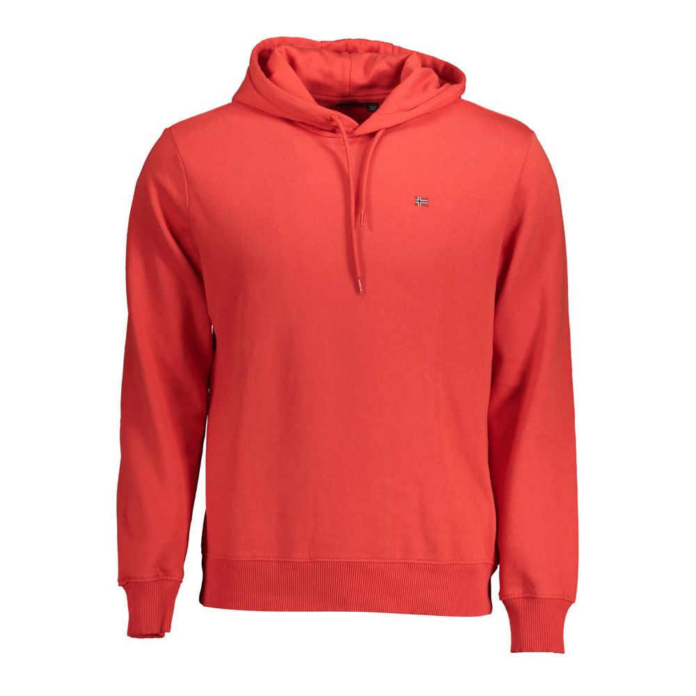 Hooded Sweatshirt Sweater by Napapijri for men in organic cotton red showcases a sumptuous silhouette, artfully finished with a sumptuous hooded neckline and for a sophisticated, sumptuous look.