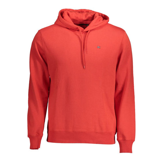 Hooded Sweatshirt Sweater by Napapijri for men in organic cotton red showcases a sumptuous silhouette, artfully finished with a sumptuous hooded neckline and for a sophisticated, sumptuous look.