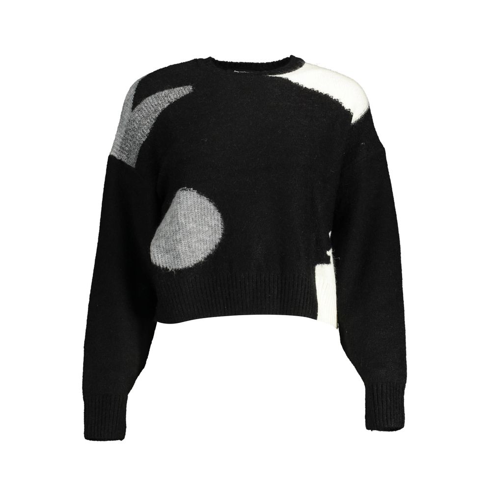 This Sweater by Desigual for women in polyester black presents a understated silhouette, featuring a sophisticated round neckline and for a understated finish.