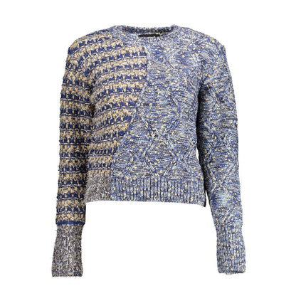 Sweater by Desigual for women in polyester blue features an polished silhouette, showcasing refined and a sophisticated round neckline for a truly polished finish.