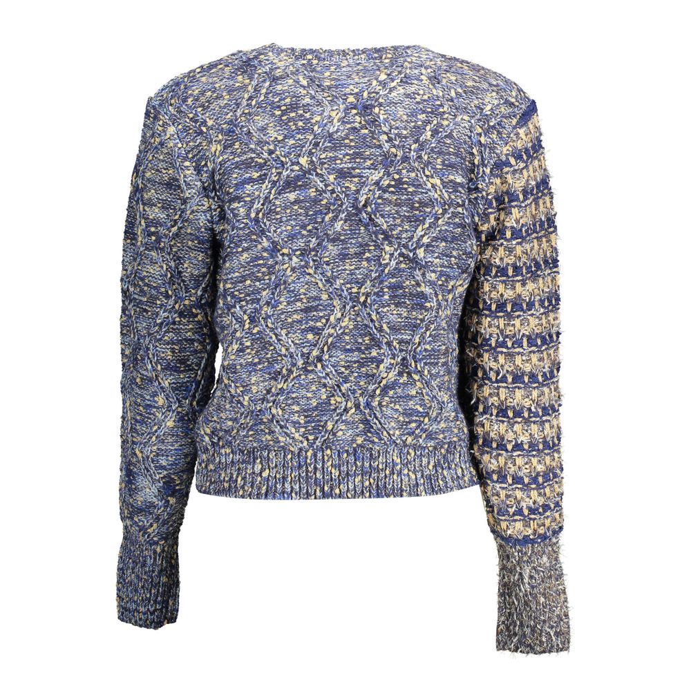 Sweater by Desigual for women in polyester blue features an tactile silhouette, showcasing a sophisticated round neckline and tactile for a refined finish.