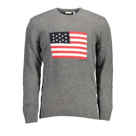 Sweater by U.S. POLO ASSN. for men in wool gray features an tactile silhouette, showcasing a sophisticated round neckline and tactile long-sleeve for a refined finish.