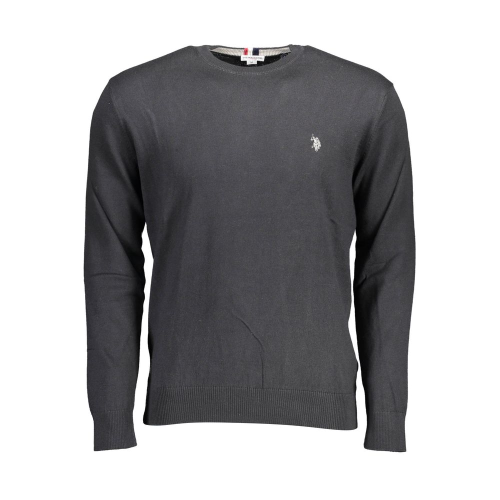 Sweater by U.S. POLO ASSN. for men in cotton black features an tactile silhouette, showcasing a sophisticated round neckline and tactile long-sleeve for a refined finish.
