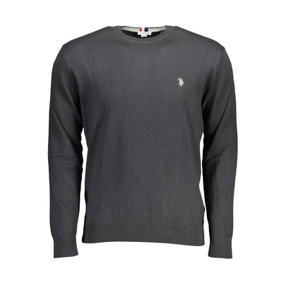 Sweater by U.S. POLO ASSN. for men in cotton black features an tactile silhouette, showcasing a sophisticated round neckline and tactile long-sleeve for a refined finish.