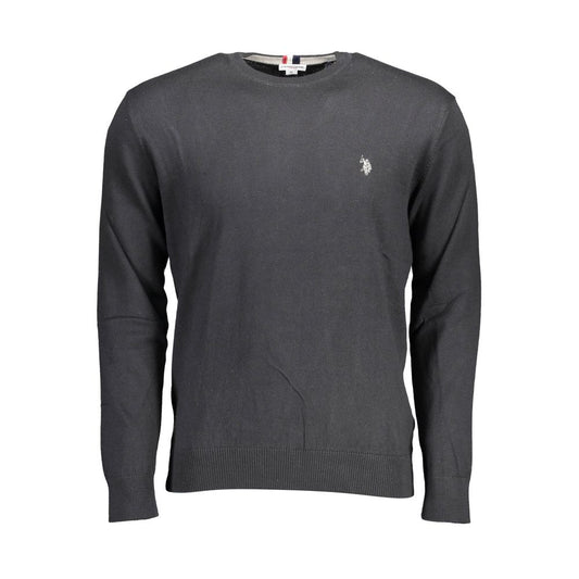 Sweater by U.S. POLO ASSN. for men in cotton black features an tactile silhouette, showcasing a sophisticated round neckline and tactile long-sleeve for a refined finish.