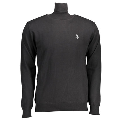 Sweater by U.S. POLO ASSN. for men in cotton black showcases a discreet silhouette, finished with a discreet turtle high-collar neckline and long-sleeve for a discreet look.