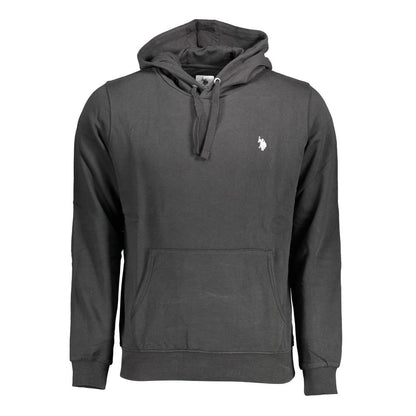 Hooded Sweatshirt Sweater by U.S. POLO ASSN. for men in cotton black features an tactile silhouette, showcasing a sophisticated hooded neckline and tactile for a refined finish.