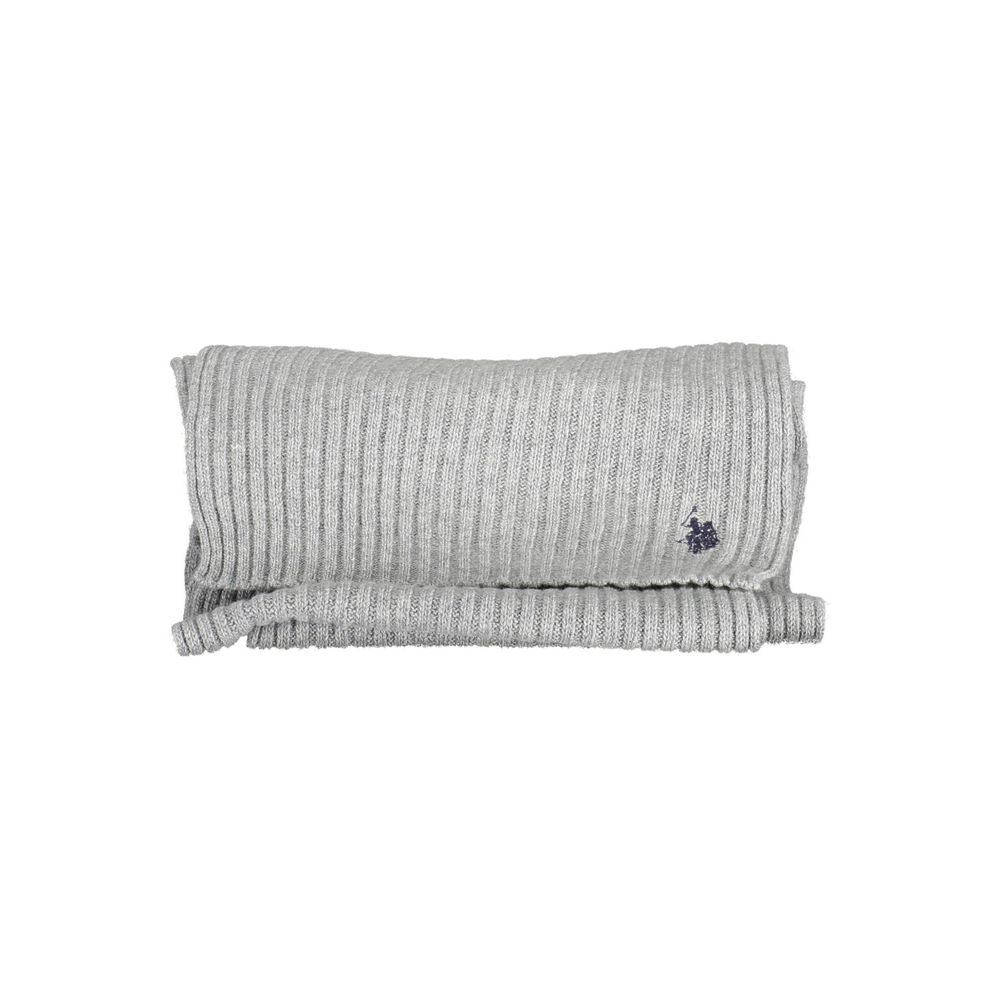 Scarf by U.S. POLO ASSN. for men in wool gray features a ethereal silhouette, artfully capturing the essence of the ethereal Wool Scarf design for a sophisticated look.