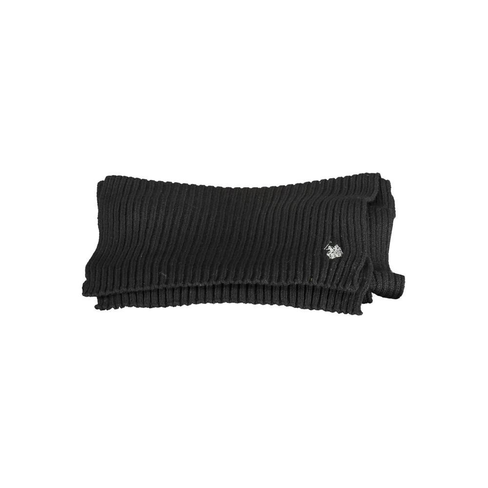 Scarf by U.S. POLO ASSN. for men in wool black features a ethereal silhouette, artfully capturing the essence of the ethereal Wool Scarf design for a sophisticated look.