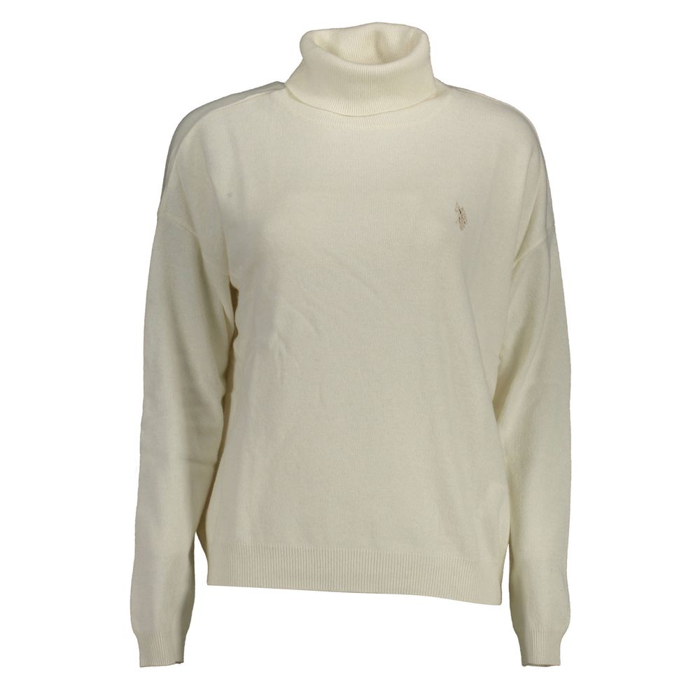Sweater by U.S. POLO ASSN. for women in wool white features an polished silhouette, showcasing refined long-sleeve and a sophisticated turtle high-collar neckline for a truly polished finish.