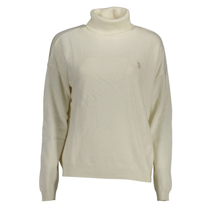 Sweater by U.S. POLO ASSN. for women in wool white features an polished silhouette, showcasing refined long-sleeve and a sophisticated turtle high-collar neckline for a truly polished finish.