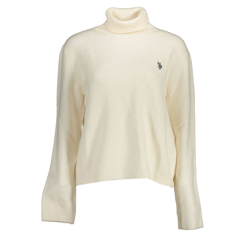 Sweater by U.S. POLO ASSN. for women in nylon white features an polished silhouette, showcasing refined long-sleeve and a sophisticated turtle neckline for a truly polished finish.