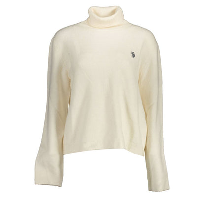 Sweater by U.S. POLO ASSN. for women in nylon white features an polished silhouette, showcasing refined long-sleeve and a sophisticated turtle neckline for a truly polished finish.