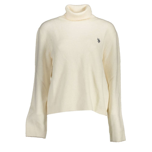 Sweater by U.S. POLO ASSN. for women in nylon white features an polished silhouette, showcasing refined long-sleeve and a sophisticated turtle neckline for a truly polished finish.