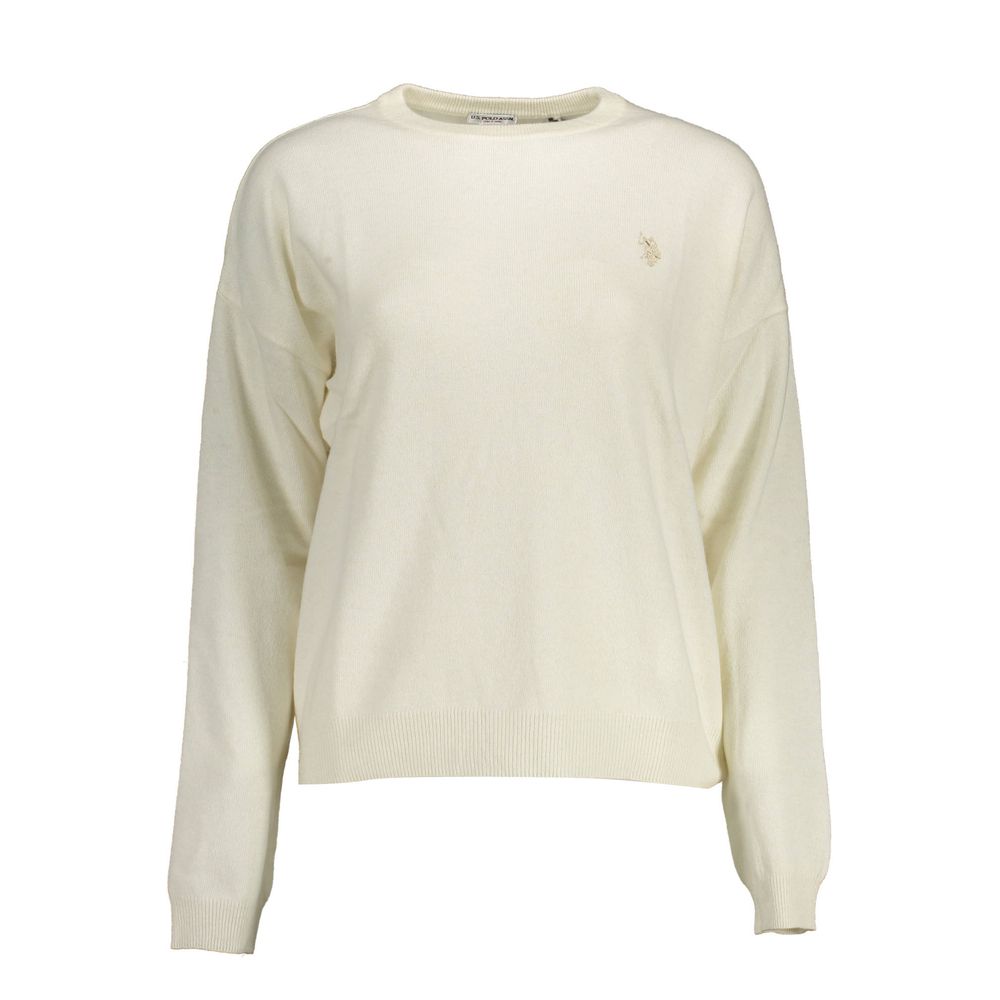 Sweater by U.S. POLO ASSN. for women in wool white showcases an masterful silhouette, artfully detailed with a masterful round neckline and for a sophisticated, premium finish.