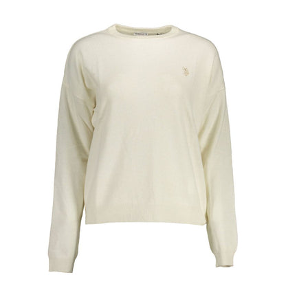 Sweater by U.S. POLO ASSN. for women in wool white showcases an masterful silhouette, artfully detailed with a masterful round neckline and for a sophisticated, premium finish.