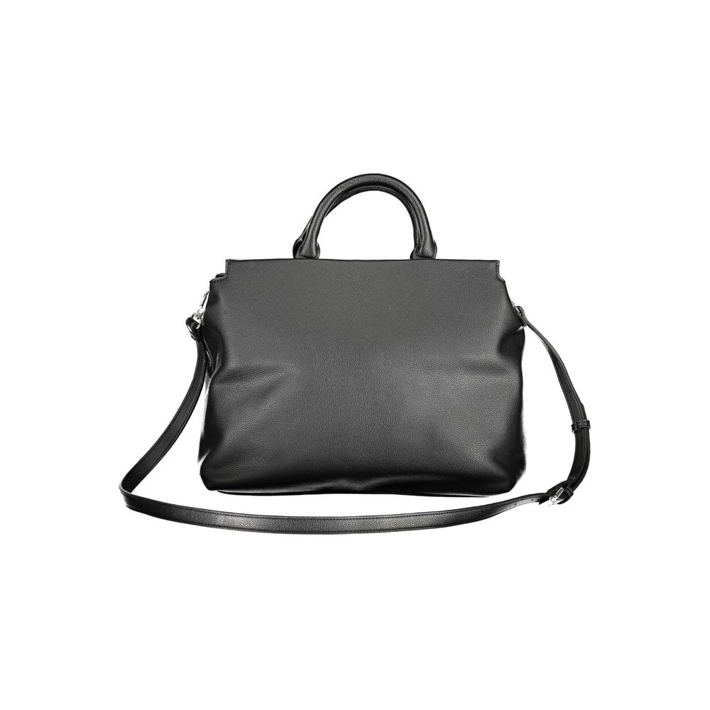 Shoulder Convertible Handbag by BYBLOS for women in faux grained leather black presents a enviable design with a secure , ample built-in-compartments, document-holder & internal-pockets, and versatile shoulder-strap, adjustable-strap & handle for a sophisticated look.