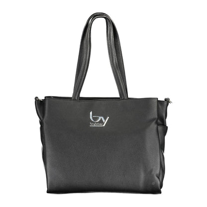 Shopper Tote Convertible Handbag by BYBLOS for women in faux grained leather black presents a exquisite silhouette, showcasing a secure snap & zipper and organized external-pockets & internal-pockets with versatile shoulder-strap & handle.