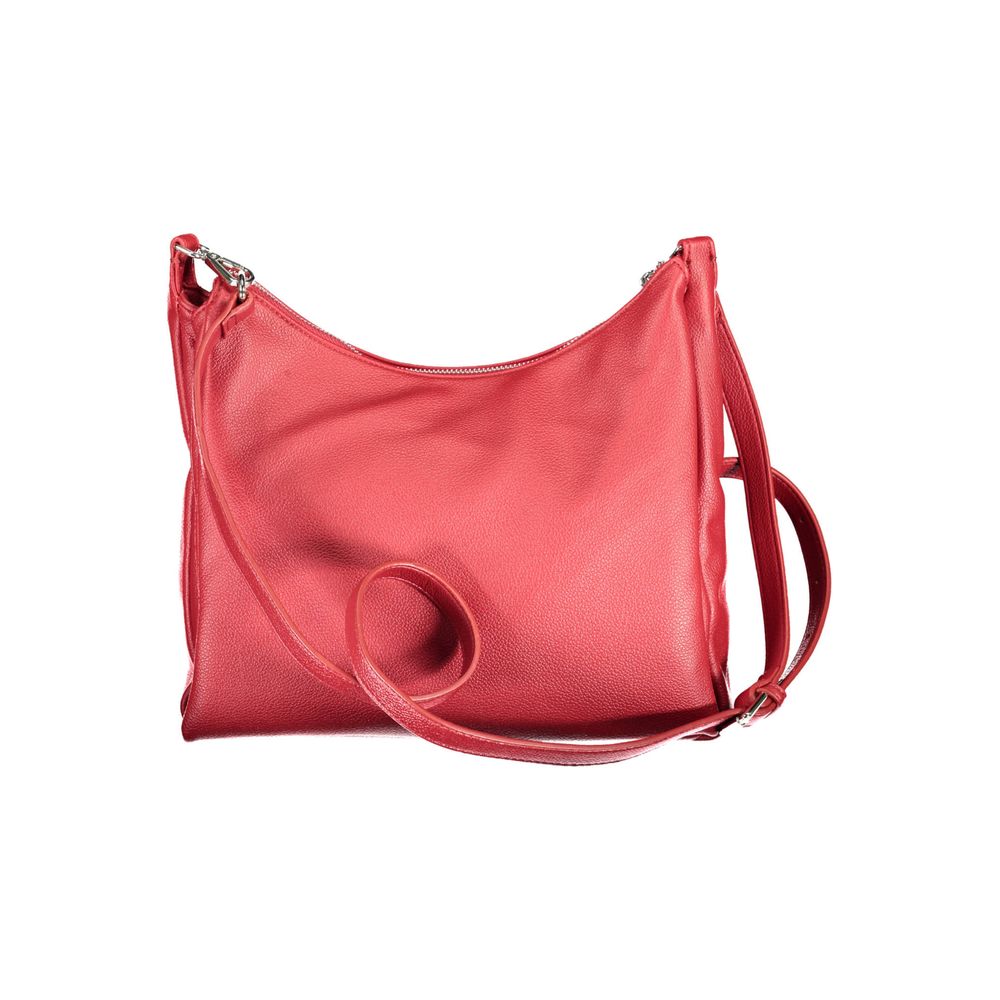 Hobo Convertible Handbag by BYBLOS for women in faux grained leather red presents a enviable design with a secure zipper, ample built-in-compartments & internal-pockets, and versatile shoulder-strap, adjustable-strap & handle for a sophisticated look.
