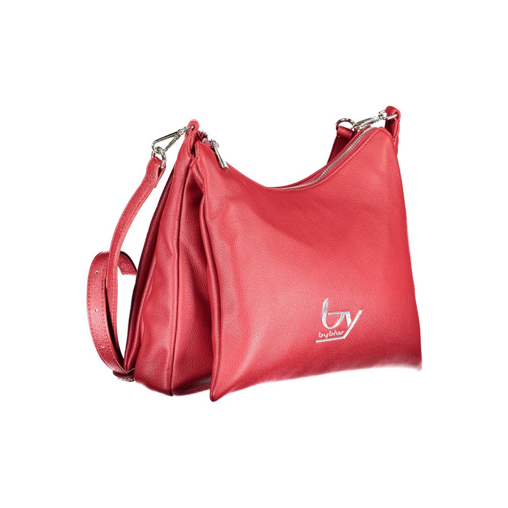 Hobo Convertible Handbag by BYBLOS for women in faux grained leather red features an exquisite silhouette, showcasing a secure zipper, ample built-in-compartments & internal-pockets, and versatile shoulder-strap, adjustable-strap & handle for exquisite style.