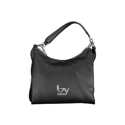 Shoulder Convertible Handbag by BYBLOS for women in faux grained leather black features a refined silhouette, showcasing a secure zipper and refined built-in-compartments & internal-pockets with versatile shoulder-strap, adjustable-strap & handle for a refined finish.