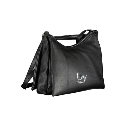 Shoulder Convertible Handbag by BYBLOS for women in faux grained leather black features an exquisite silhouette, showcasing a secure zipper, ample built-in-compartments & internal-pockets, and exquisite shoulder-strap, adjustable-strap & handle for a sophisticated finish.